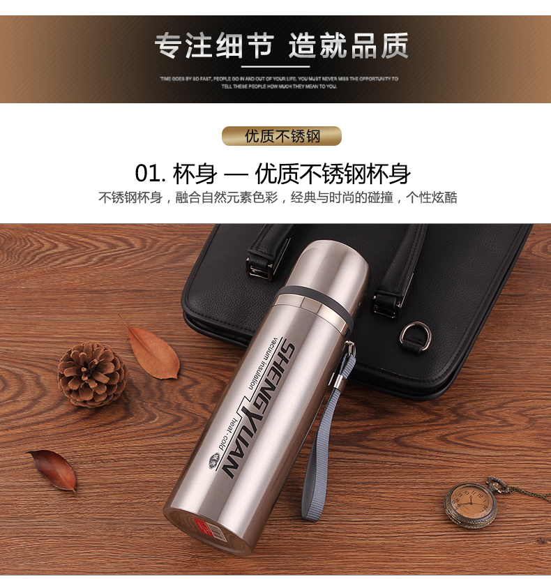 1000ml dung tích lớn viên đạn bằng thép không gỉ sinh viên cốc cầm tay nam nữ thể thao ngoài trời chai 1L bình inox đựng nước