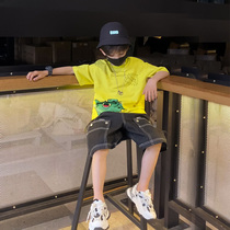 Boy short-sleeved T-shirt Tide brand childrens cotton childrens clothing summer 2021 New T-shirt medium-size child half-sleeve fried Street