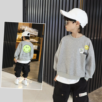 Fan Mi grain boy spring dress fake two clothes children 2021 New coat foreign atmosphere tide big child Spring childrens clothing