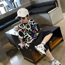  Boys T-shirt short-sleeved childrens half-sleeved tide childrens summer clothes tide brand 2021 summer new cotton hip-hop childrens clothing summer