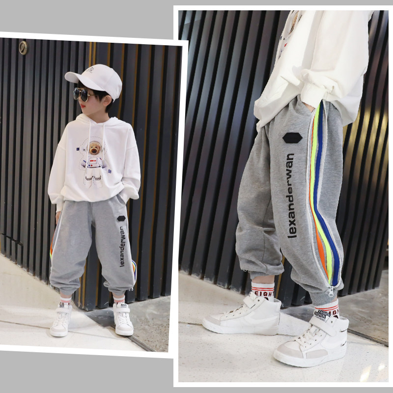 Boy Sports Thick Cotton Pants Spring Autumn Children Dress Pants Subspring Style 2021 New Spring Dress Casual Pants Child Fan Rice Grain Dress