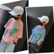  Boys summer t-shirt thin section childrens casual short-sleeved cotton Western style childrens Korean version of the top Fan rice childrens clothing