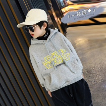 Children plus velvet sweatshirt 2020 new middle and large children thick hoodie boys Autumn Tide brand long sleeve top childrens clothing