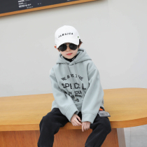 Boy fleece hooded sweater 2020 Autumn new childrens foreign style warm coat in big children autumn and winter Tide brand