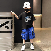 Boys short-sleeved T-shirt 2021 summer new childrens cotton-fried street half-sleeve middle-aged childrens thin fashion brand childrens clothing