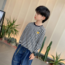 Childrens striped base shirt boys long sleeve T-shirt cotton sports childrens clothing Tide autumn casual top