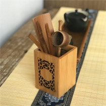 Bamboo tea tube tea ceremony six gentlemen Set 6 single storage solid wood tea clip tea kung fu tea set bamboo accessories