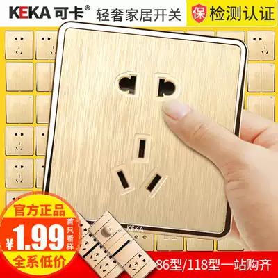 International electrician champagne gold salad wire switch concealed five-hole socket household single open double cut switch socket panel