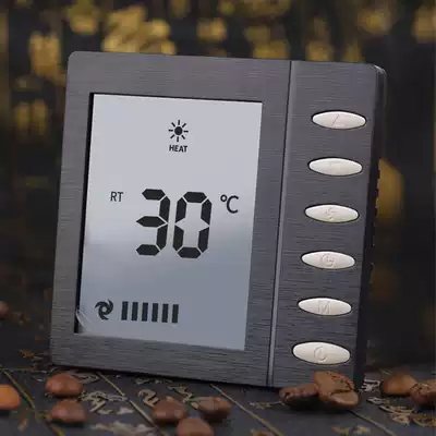 Black brushed LCD thermostat hotel central air conditioning control temperature control fan coil intelligent switch panel