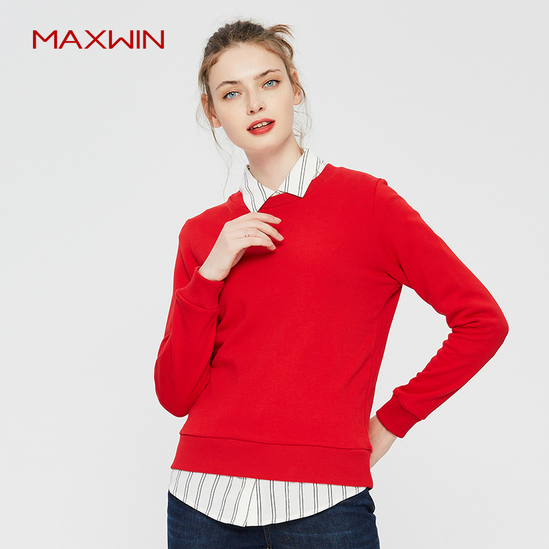 Maxwin 马威 素色针织全棉 女式套头卫衣 天猫优惠券折后￥59包邮（￥79-20）多色可选