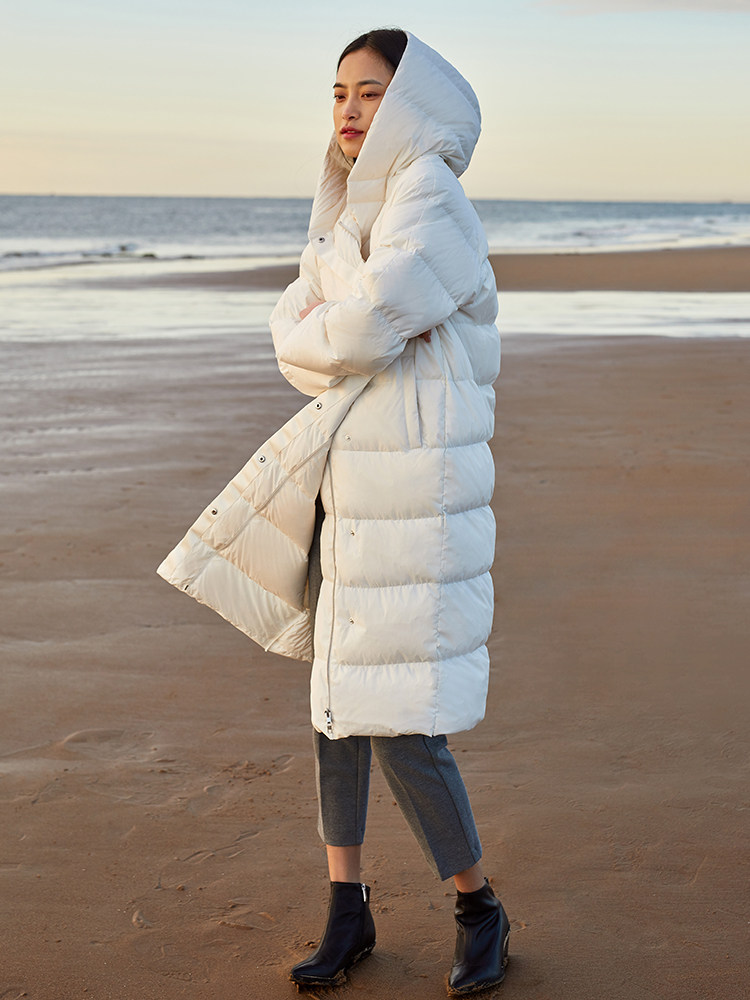 双12预告 Maxwin 马威 18年冬季新款 女式超长款连帽羽绒服 双重优惠折后￥259包邮 3色可选