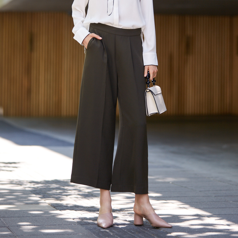 Maxwin 马威 19年春季新款 高弹显瘦 女式九分裤 阔腿裤 天猫优惠券折后￥99包邮（￥129-30）4色可选