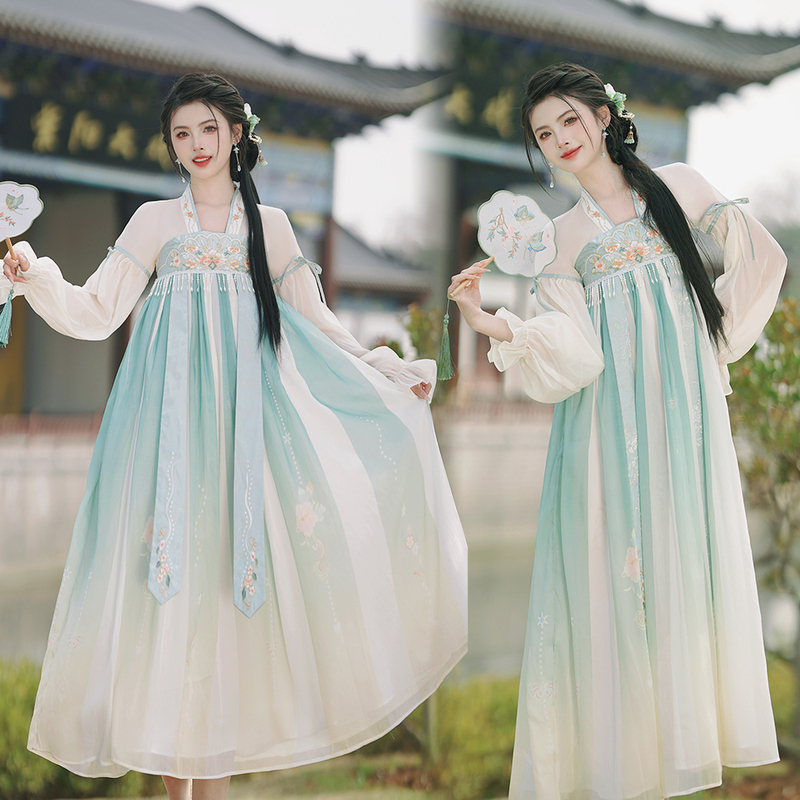 Small Han Dynasty Women's Spring and Summer Tang-Made Han Element Dress Ancient Style Improved Super Fairy Chest-Length Skirt Suit Thin Section