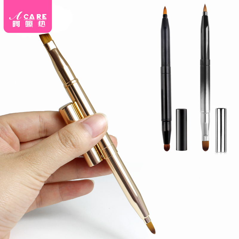 Ex-gratia retractable lip brushed female portable lip balm pen brush with lid small flawless eye shadow eyebrow brush beginners