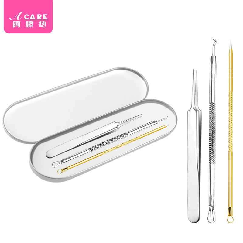 Acne Needle Tweezers Stitch-stitch Acne Scraping to Black Head Dark Sore Needle Cosmetic Yard Tool Squeezer kit Divine Instrumental with box