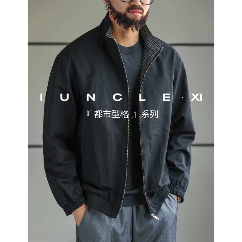 Iunclexi/Xishu【Lightweight and Crisp】Casual Stand-Up Collar Color-Blocked Plaid Jacket for Men, Simple Autumn Coat Iunclexi/Xishu【Lightweight and Crisp】Casual Stand-Up Collar Color-Blocked Plaid Jacket for Men, Simple Autumn Coat