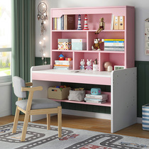 Childrens desk bookshelf integrated student learning table Bedroom household small apartment simple computer table and chair set