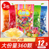 Shanghaijia assorted sugar 1500g bag mint flavor mixed fruit hard candy Wedding candy snacks wholesale