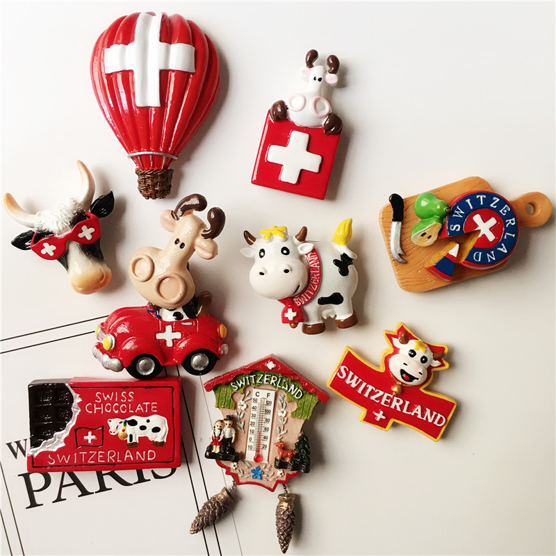 Goldfish Home Nordic Swiss Special Tourist Fridge Sticker Magnet Coo Bell Dairy Cows Companion Gift Ideas Magnetic Buttons