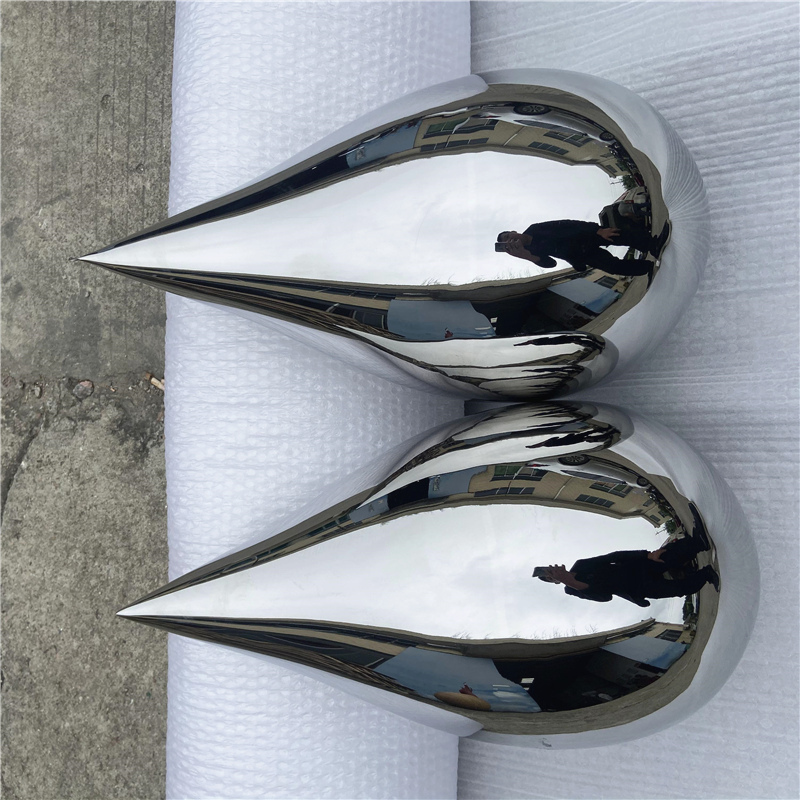 Stainless Steel Mirror Surface Water Drop-Shaped Sculpture Metal Ornament Hotel Lobby Indoor Hanging Water Drop Decoration