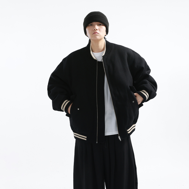 「Grnl」Hot-Blooded Baseball Club Heavy-Duty 800g Woolen Quilted Classic Silhouette Bomber Jacket
