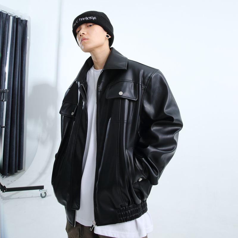 「Grnl」Hardcore! Classic Retro Silhouette Right-Angle Shoulder Biker Jacket for Men and Women with Large Shoulder Pads, Short Leather Jacket 「Grnl」Hardcore! Classic Retro Silhouette Right-Angle Shoulder Biker Jacket for Men and Women with Large Shoulder Pads, Short Leather Jacket