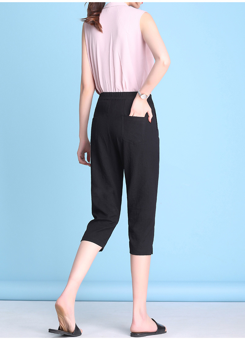 Quần cotton và vải lanh cắt quần nữ mỏng mùa hè 2019 mới mẹ trung niên hoang dã lỏng lẻo quần harem nữ - Quần Harem quần jean ống rộng nữ