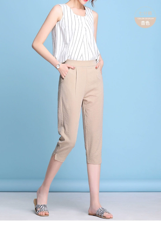 Quần cotton và vải lanh cắt quần nữ mỏng mùa hè 2019 mới mẹ trung niên hoang dã lỏng lẻo quần harem nữ - Quần Harem