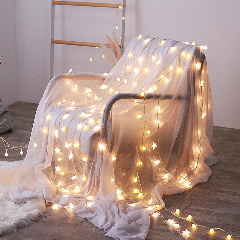 Star lights led bedroom decoration layout Christmas tree lamps girl light string full of stars flashing lights battery room
