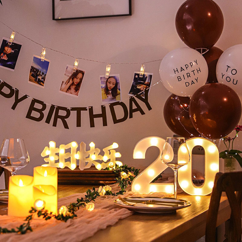 One-piece happy birthday atmosphere light alphanumeric shape confession proposal decoration props KTV arrangement LED light