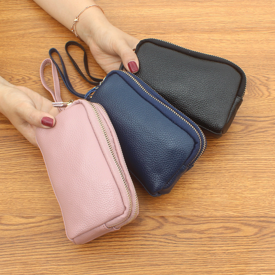 New double pull chain Barrier Woman Bag Zero Wallet Bull Leather Handbag with bag Coin Bag Mobile Phone Bag Lady Handbag