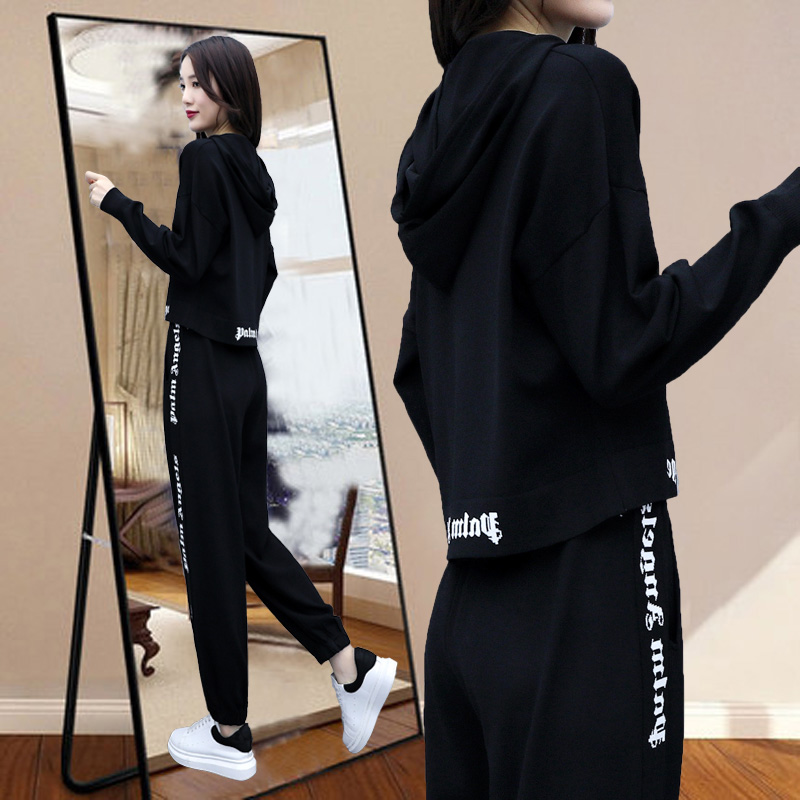 2022 new spring autumn small sub leisure sports Slim Suit Temperament Wave Fashion and Aging Foreign Pie two sets of women