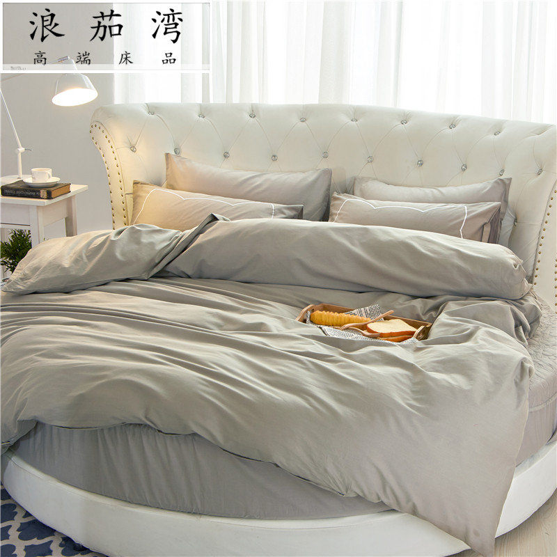 tấm bông 2 mét áp dụng rắn giường tròn Li Li tròn giường bông khăn trải giường tròn giường tròn bông denim - Bộ đồ giường bốn mảnh mẫu chăn ga gối đệm đẹp