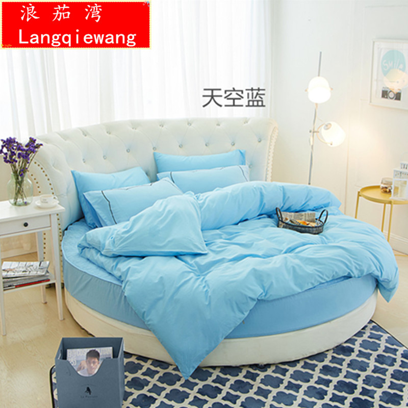 tấm bông 2 mét áp dụng rắn giường tròn Li Li tròn giường bông khăn trải giường tròn giường tròn bông denim - Bộ đồ giường bốn mảnh mẫu chăn ga gối đệm đẹp