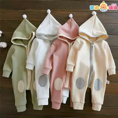 Baby cute male 0 1 year old female baby clothes tide jumpsuit Spring and Autumn Winter super cute outside wear clothes