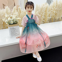 Girls Hanfu summer dress new skirt big childrens costume skirt summer Chinese style super fairy chiffon dress