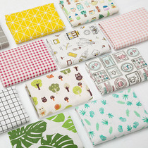 Cotton and linen material small fresh curtain cloth Printed plaid tablecloth Sofa cover cloth pillow diy floral stall cloth