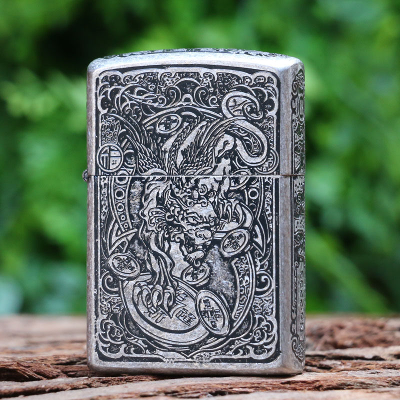 ZORRO Retro Copper Kerosene Lighter Windproof Creativity 5 Pasta Leopard Old Grinding Wheel Refueling Lighter Male Gift