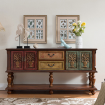 European and American imitation antique red wood color Xuanguantai Entrance Scenery Terrace champagne Decorative Table Leaning on wall Long table Table Objects Furniture