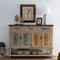 European and American style GENGUAN TABLE LONG BENCH CLOSE TO WALL MULTIFUNCTION SHOE CABINET SOLID WOOD ENTRANCE DOOR DECORATION TABLE ENTRANCE HALL CABINET LIVING-ROOM