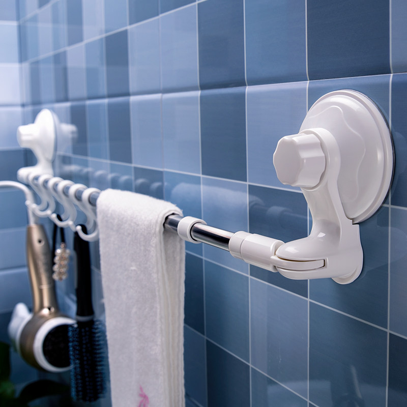Bathroom hanger suction cup type hanging towel rack make-up room free of punching wall-mounted shelving shelf telescopic towel rod shelf