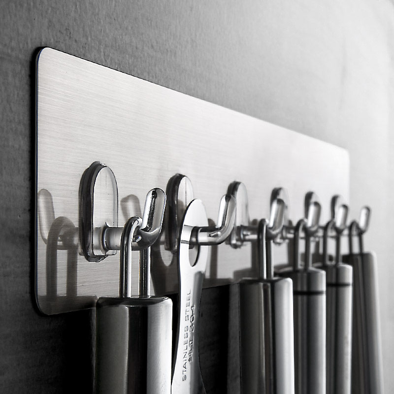 Kitchen Scar Free hook frame free of punch powerful adhesive strip Strip Row Hook Dorm Door Rear post Hanging Clothes Hook Row a large number