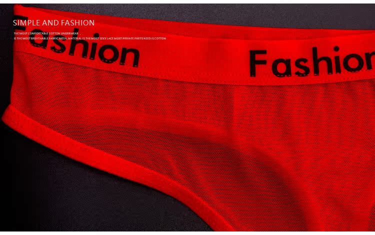 Sexy Thong Lưới Phối cảnh Quần lót trong suốt Quần lót Nữ Thể thao Cám dỗ T Quần Nữ Chữ cái Đầu eo quần lót cotton