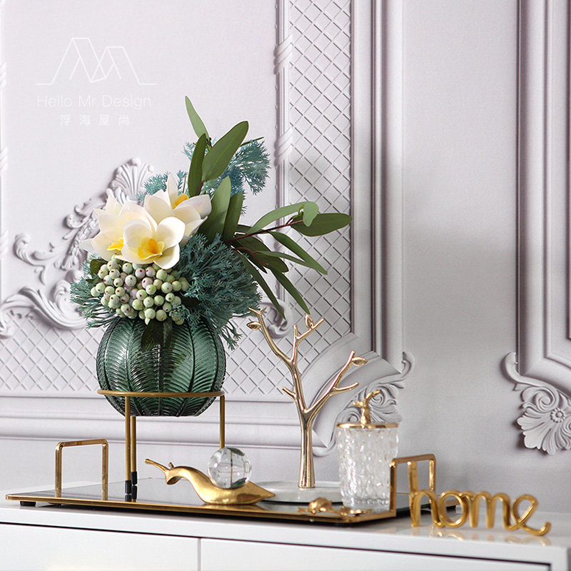 Eurostyle Feet Vase Flower Art tray Composition Suite Modern Light Extravagant board room designer Home Decorative Pendulum