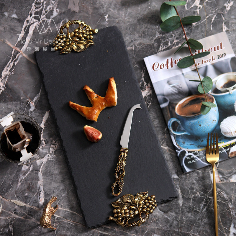 S modern minimalist gold plated colour handle Cheese Cuisine dinner plate Pizza Sushi Cake Nursery double dried fruit refreshments