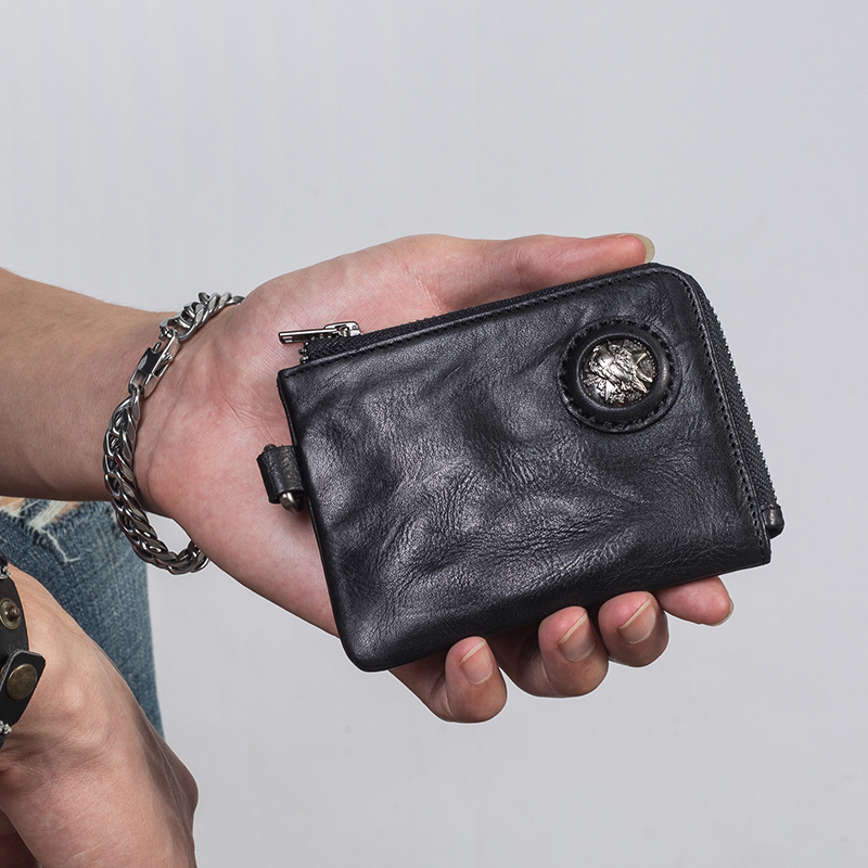 Men's leather small wallet coin purse card bag one female mini simple ultra-thin male small soft cowhide key tide