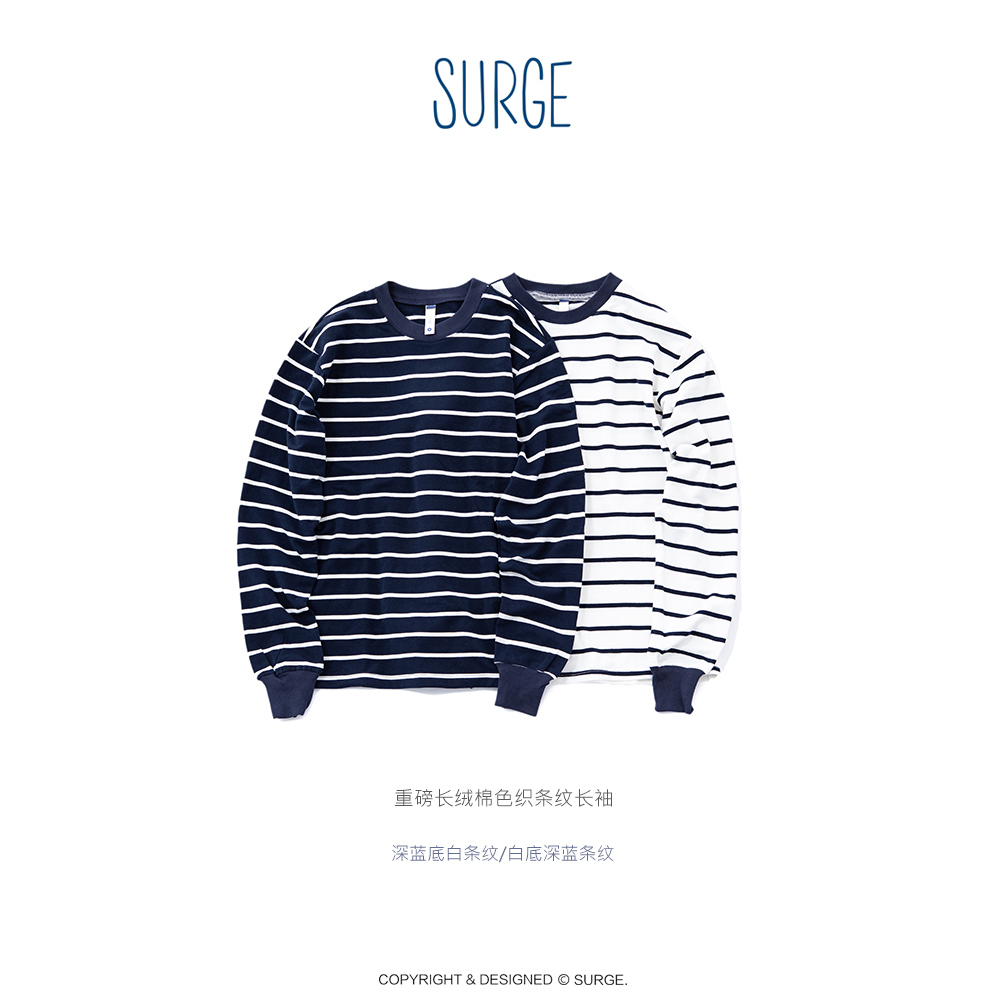 SURGE weighs in long suede cotton color weave striped long sleeves