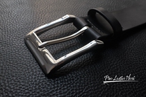Handmade British black JE wax-wiping bridle belt 304 stainless steel polished belt buckle about 40mm wide