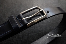 Handmade British Tibetan blue JE wax-wiping bridle belt 304 stainless steel belt buckle Formal belt 34mm wide