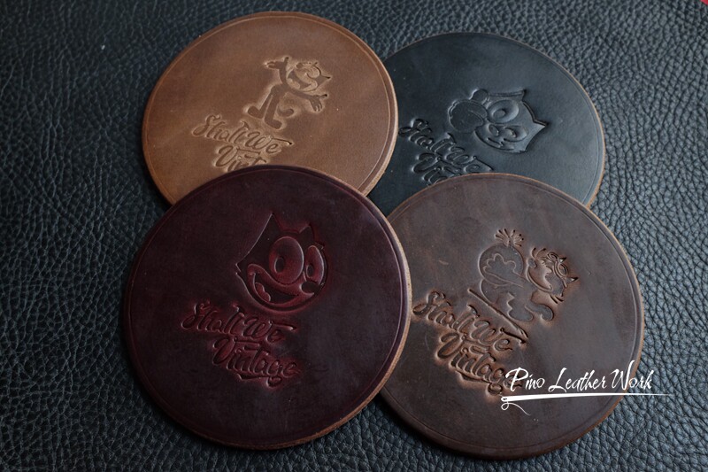 American Horween horween cxl tea core oil wax leather coaster directly 9cm semi-finished material package 4mm thick